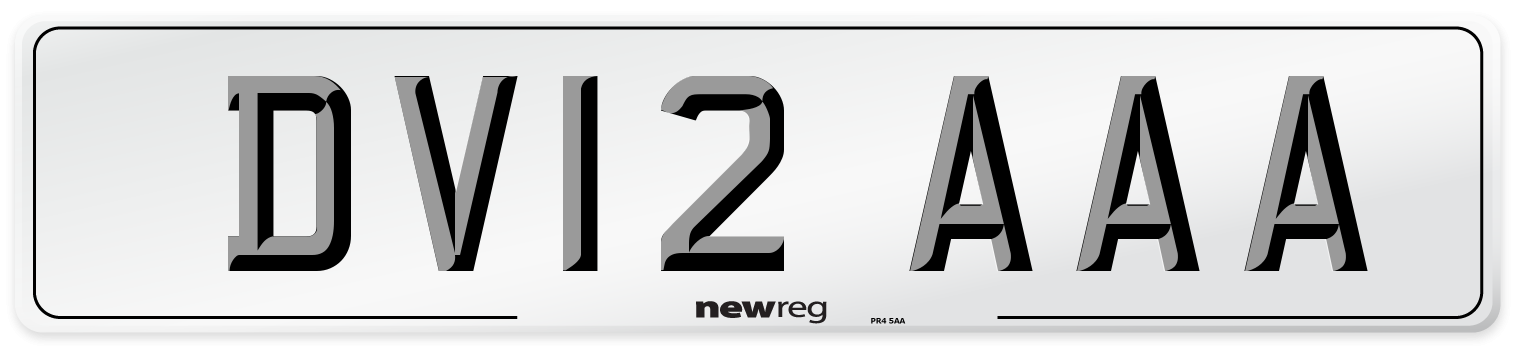 DV12 AAA Number Plate from New Reg
